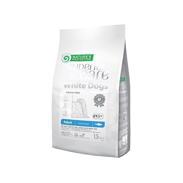 Nature's Protection White Dog Adult Small Grain Free Aringa 1,5 kg Crocchette Cani Manti Bianchi