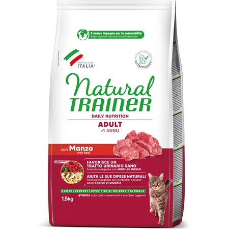 Natural Trainer Adult Manzo 1,5 kg Crocchette per Gatti in Gatti
