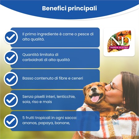 Farmina ND Tropical Fruits Adult Medium Maxi Salmone 10 Kg Cibo Per Cani in Cani