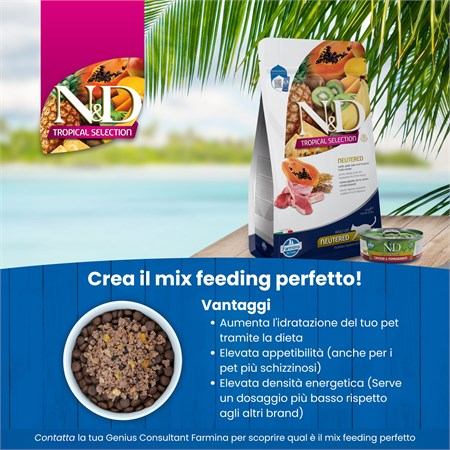 Farmina ND Tropical Fruits Neutered Agnello 5 Kg Cibo Per Gatti Sterilizzati in Gatti
