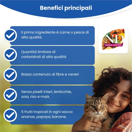 Farmina ND Tropical Fruits Neutered Agnello 5 Kg Cibo Per Gatti Sterilizzati in Gatti