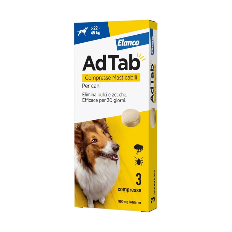 Elanco AdTab Antiparassitario Per Cani da 22 a 45 Kg 3 Compresse 900 Mg