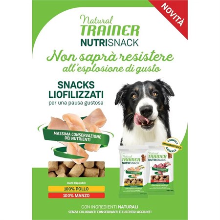 Natural Trainer Dog NutriSnack Puppy Adult Pollo 20 gr Liofilizzato Per Cani in Cani
