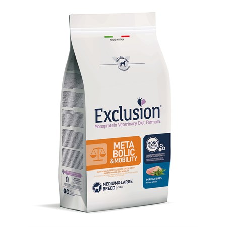Exclusion Diet Metabolic Mobility Medium Large 12 kg Maiale e Fib in Cani
