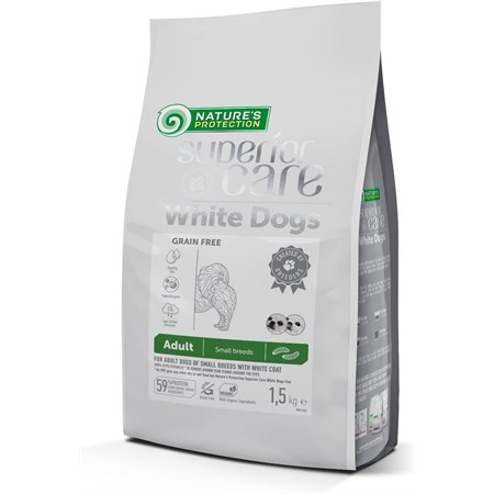 Nature's Protection White Dog Adult Small Insect 1,5 kg Crocchette Per Cani Grain Free in Cani