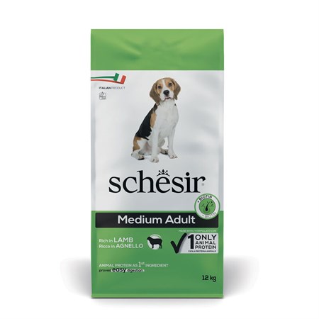 Schesir Dog Medium Adult Agnello Mantenimento 12 kg Per Cani DANNEGGIATO in Cani