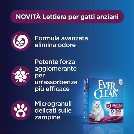 Lettiera Agglomerante Ever Clean Senior 10 lt Per Gatti Anziani in Gatti