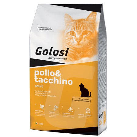 Golosi Cat Adult Pollo e Tacchino 7,5 kg Crocchette Per Gatti DANNEGGIATO in Gatti