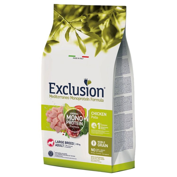Exclusion Mediterraneo Adult Large Breed Pollo 12 Kg DANNEGGIATO