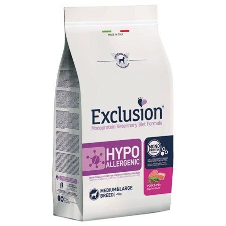 Exclusion Diet Hypoallergenic Medium Large Maiale e Piselli 12 kg DANNEGGIATO in Cani
