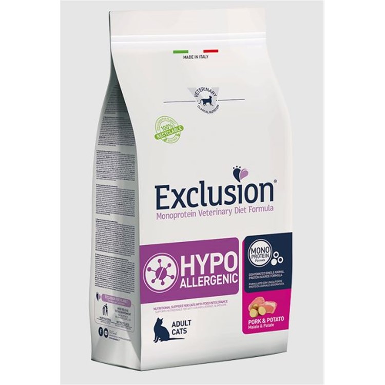 Exclusion Diet Cat Hypoallergenic Maiale e Patate 1,5 kg Gatto DANNEGGIATO