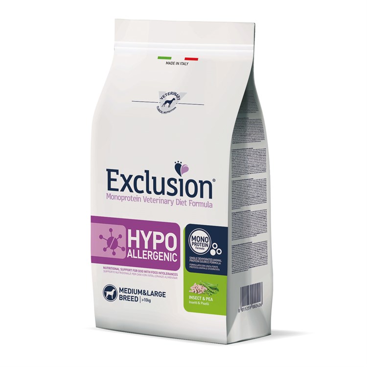 Exclusion Diet Hypoallergenic Insect And Pea 12 kg Insetti Piselli Per Cane DANNEGGIATO