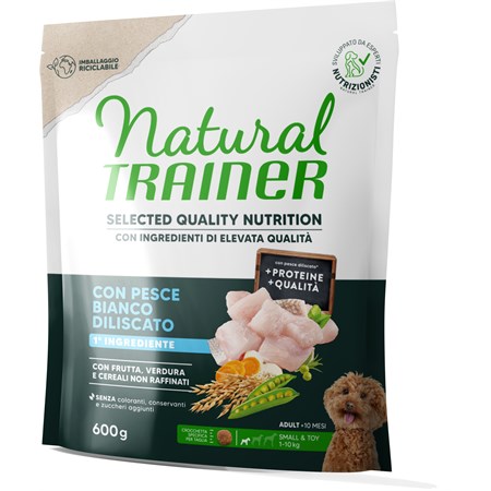 Natural Trainer Selected Quality Nutrition Cane Healthy Grain Mini Pesce Bianco 600g in Cani