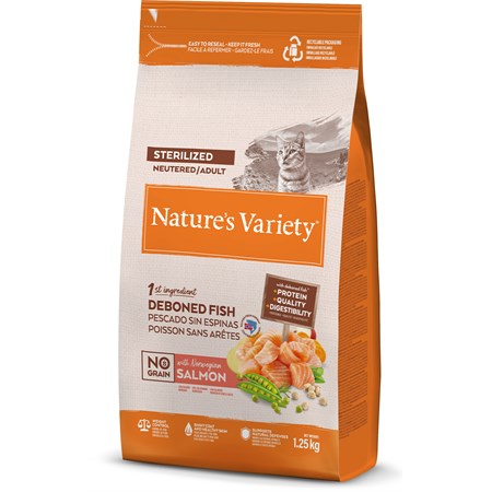 Nature's Variety Cat No Grain Sterilised Salmone 1,25kg in Gatti