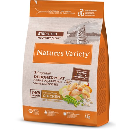 Nature's Variety Cat No Grain Sterilised Pollo 3kg in Gatti
