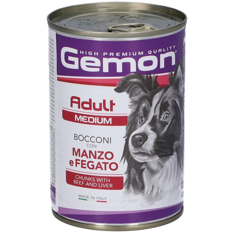 Gemon Dog Adult Medium Bocconi Manzo e Fegato 415 gr Barattolo Umido cane