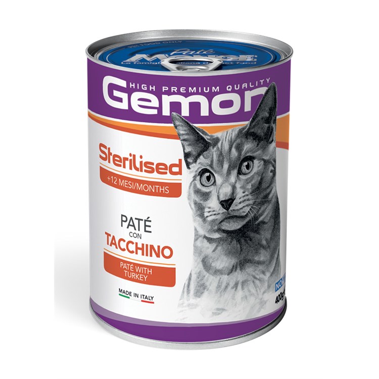 Gemon Cat Sterilised Patè Tacchino 400 gr Barattolo Cibo Umido Gatti