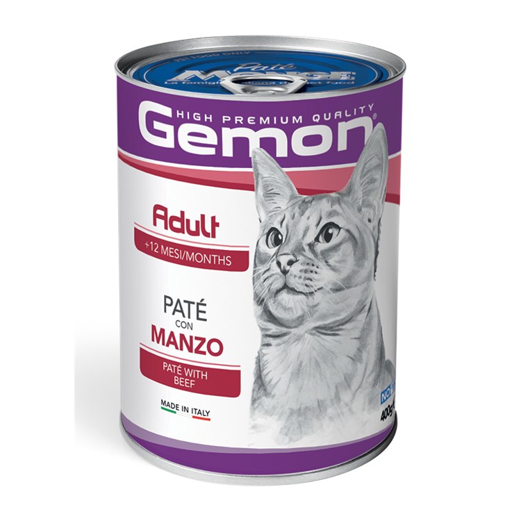 Gemon Cat Adult Patè Manzo 400 gr Barattolo Cibo Umido Gatti