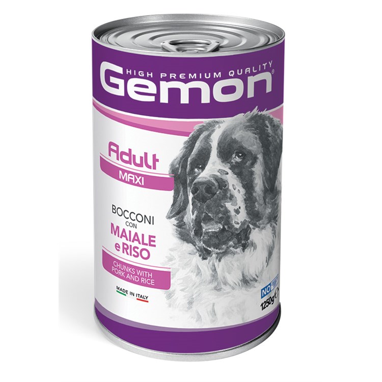 Gemon Dog Adult Bocconi Maiale e Riso 1,25 Kg Barattolo Umido Cane