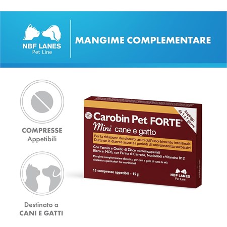 NBF Lanes Carobin Pet Forte MINI 15 Compresse Per Cani E Gatti in Cani