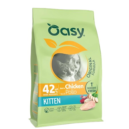 Oasy Cat Original Formula Kitten Pollo 1,5 Kg Per Gatti in Gatti
