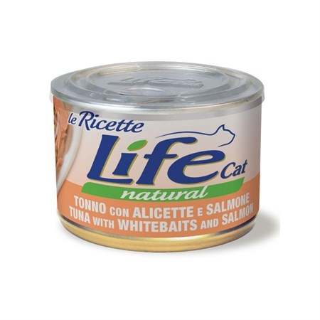 Life Cat Le Ricette Natural Tonno Alicette Salmone 150 gr Scatoletta Gatti in Gatti