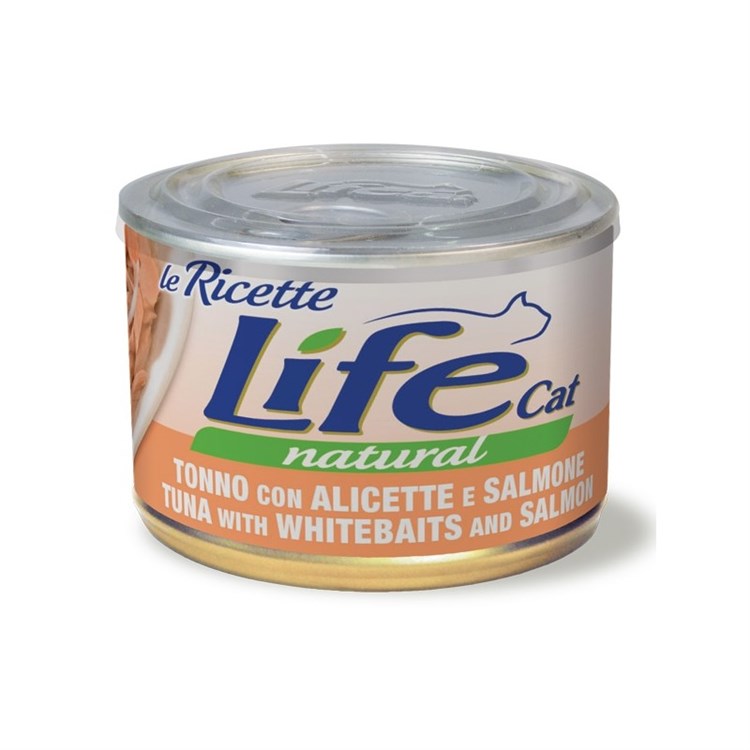 Life Cat Le Ricette Natural Tonno Alicette Salmone 150 gr Scatoletta Gatti