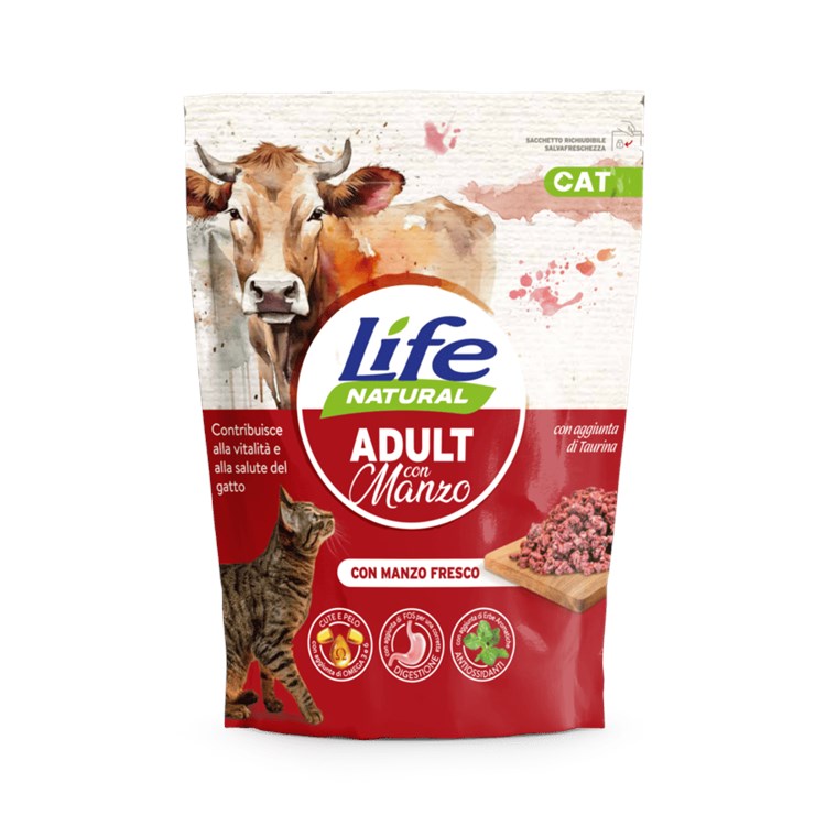 Life Cat Natural Crocchette Adult Manzo 800 Gr Gatto