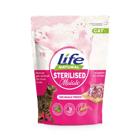 Life Cat Natural Crocchette Sterilised Maiale 800 Gr Gatto in Gatti