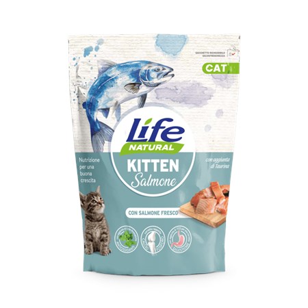 Life Cat Natural Crocchette Kitten Salmone 800 Gr Gatto in Gatti