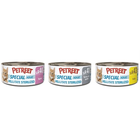 Petreet Adult Le Vellutate Pollo MIX 6x70 gr SA40 Sa41 SA43 6 Scatolette Umido Gatto in Gatti