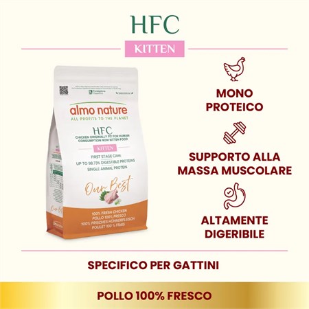 Almo Nature HFC Kitten Pollo 1,2 kg Crocchette Per Gattini in Gatti