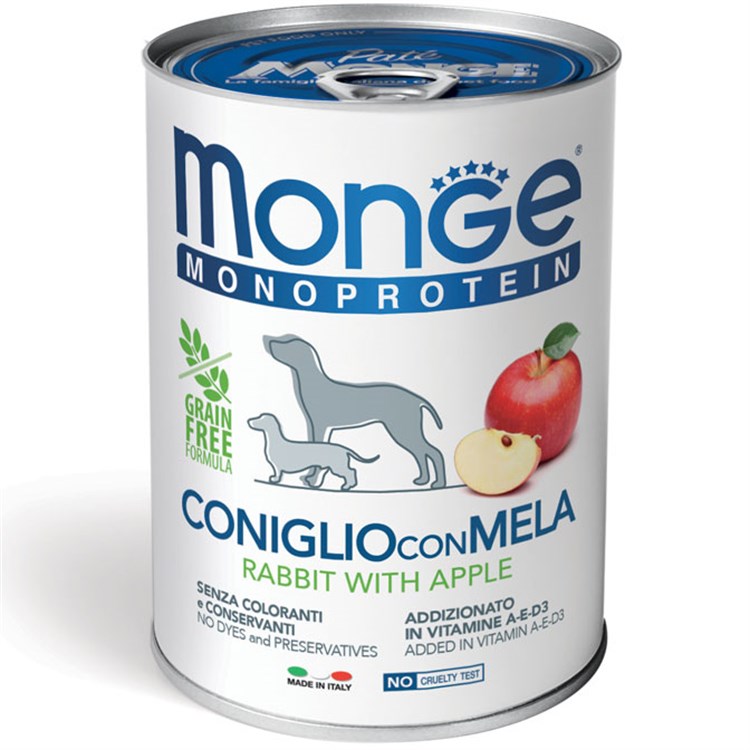 Monge Coniglio e Mela Monoproteico 400 gr Umido per Cani