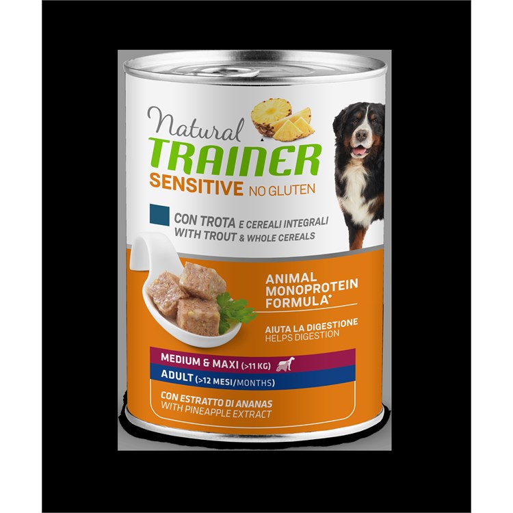 Natural Trainer Sensitive No Gluten Adult Trota 400 gr Umido Cane