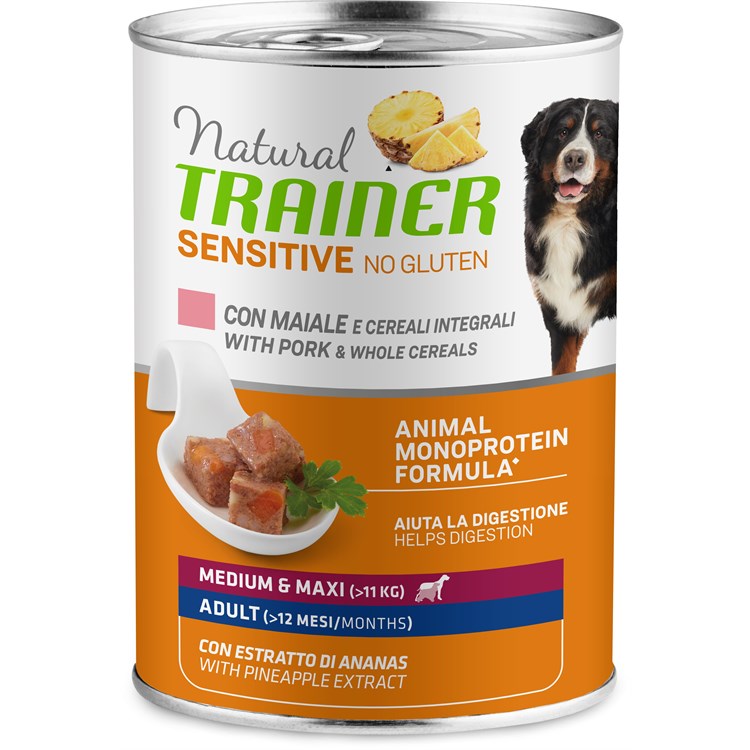 Natural Trainer Sensitive No Gluten Adult Maiale 400 gr Umido Cane