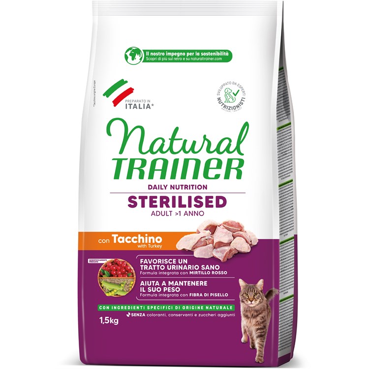 Natural Trainer Sterilised Tacchino 1,5 kg Gatto