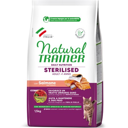 Natural Trainer Sterilised Salmone 1,5 kg Gatto in Gatti