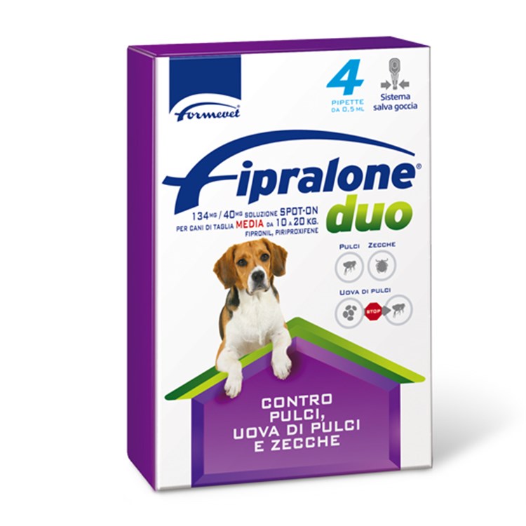 Fipralone Cane Duo 10-20 Kg Antipulci Antizecche 4 Pipette
