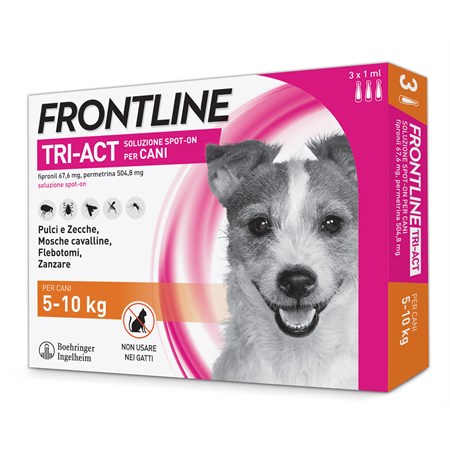 Frontline Tri Act 5 - 10 kg 3 Pipette Antiparassitario Per Cane in Cani