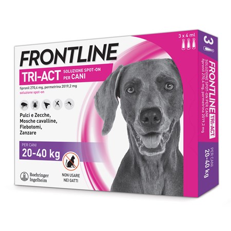 Frontline Tri Act 20 - 40 kg 3 Pipette Antiparassitario Per Cane in Cani