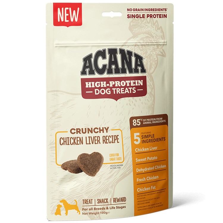 Acana Hight Protein Snack 100 gr Fegato di Pollo per Cani