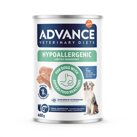 advance veterinary diets dog hypoallergenic trota 400 gr barattolo umido per cani