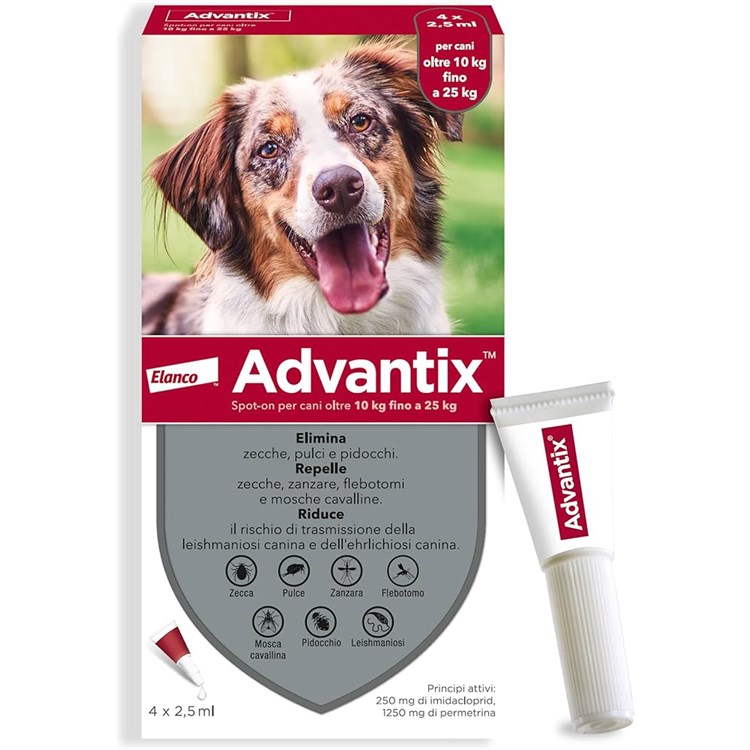 Antiparassitario Advantix Spot-On per cani da 10 a 25 kg 6 pipette