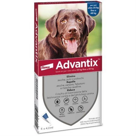 advantix spot on per cani oltre 25 a 40 kg 4 pipette