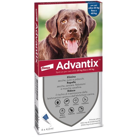advantix spot on per cani oltre 25 a 40 kg 4 pipette