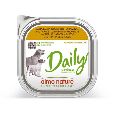 almo nature daily menu pollo prosciutto e formaggio 100 gr per cane