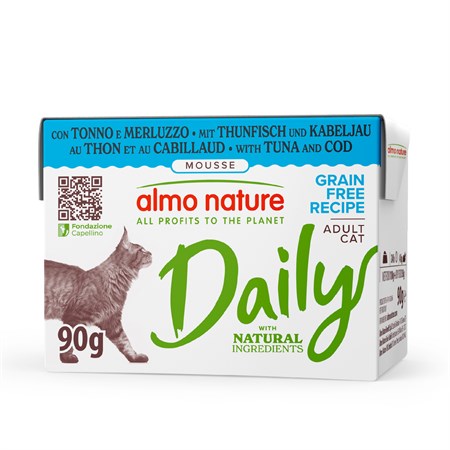 Almo Nature Daily Mousse Tonno e Merluzzo 90 gr Umido Per Gatti in Gatti