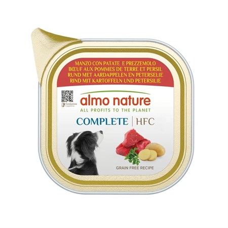 almo nature hfc complete manzo con patate e prezzemolo 150 gr vaschetta umido per cani