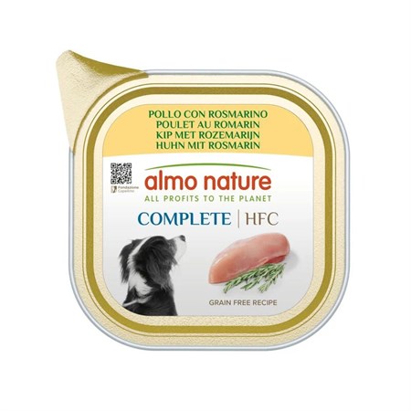 almo nature hfc complete pollo con rosmarino 150 gr vaschetta umido per cani