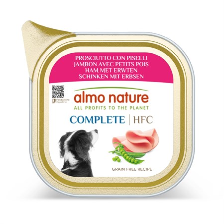 Almo Nature HFC Complete Prosciutto Con Piselli 85 gr Vaschetta Umido Per Cani in Cani